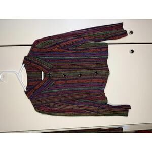 Vintage Multicolor Striped Button-Up Jacket